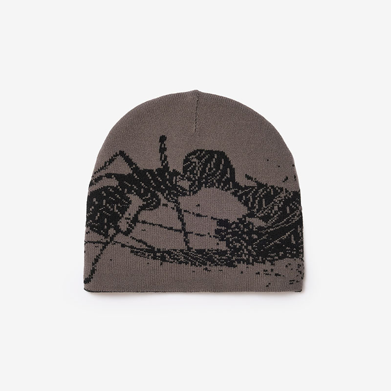 SCRT(エスシーアールティー/スクリーンテスト)/ Ant Skull Cap Beanie -BLACK/GREY-