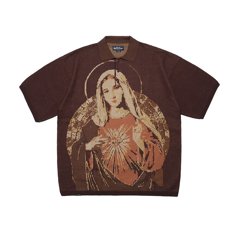 FLIP THE SCRIPT(フリップザスクリプト)/ HEART KNIT SS POLO -2COLOR-(BROWN)
