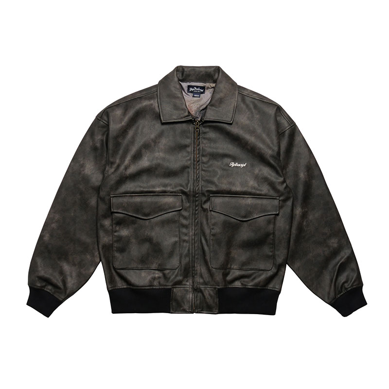 FLIP THE SCRIPT(フリップザスクリプト)/ HARP PU LEATHER JACKET -3COLOR-(CHARCOAL)