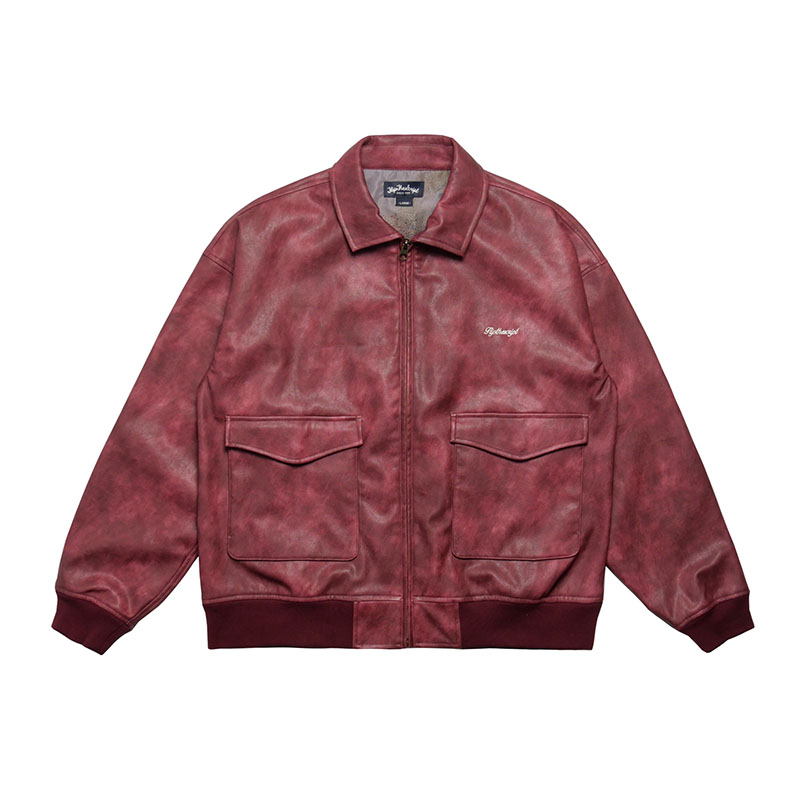 FLIP THE SCRIPT(フリップザスクリプト)/ HARP PU LEATHER JACKET -3COLOR-(RED)