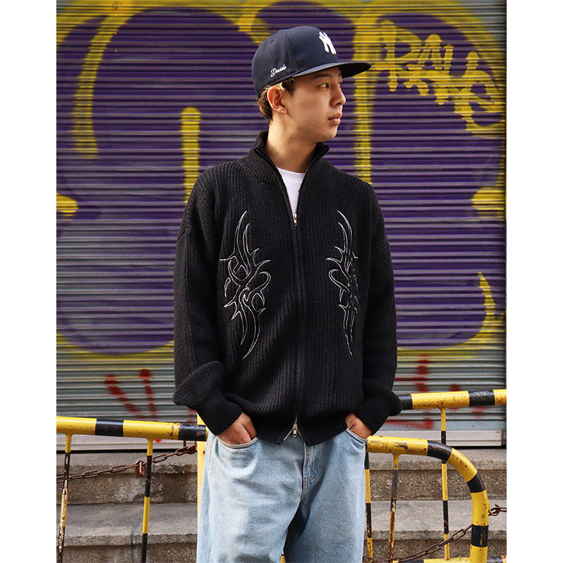 FLIP THE SCRIPT(フリップザスクリプト)/ ZIP KNIT -BLACK-
