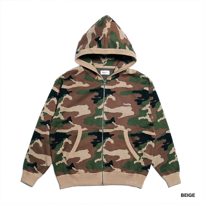GOOD DAY(グッデイ)/ CAMO HOOD ZIP KNIT -3.COLOR-