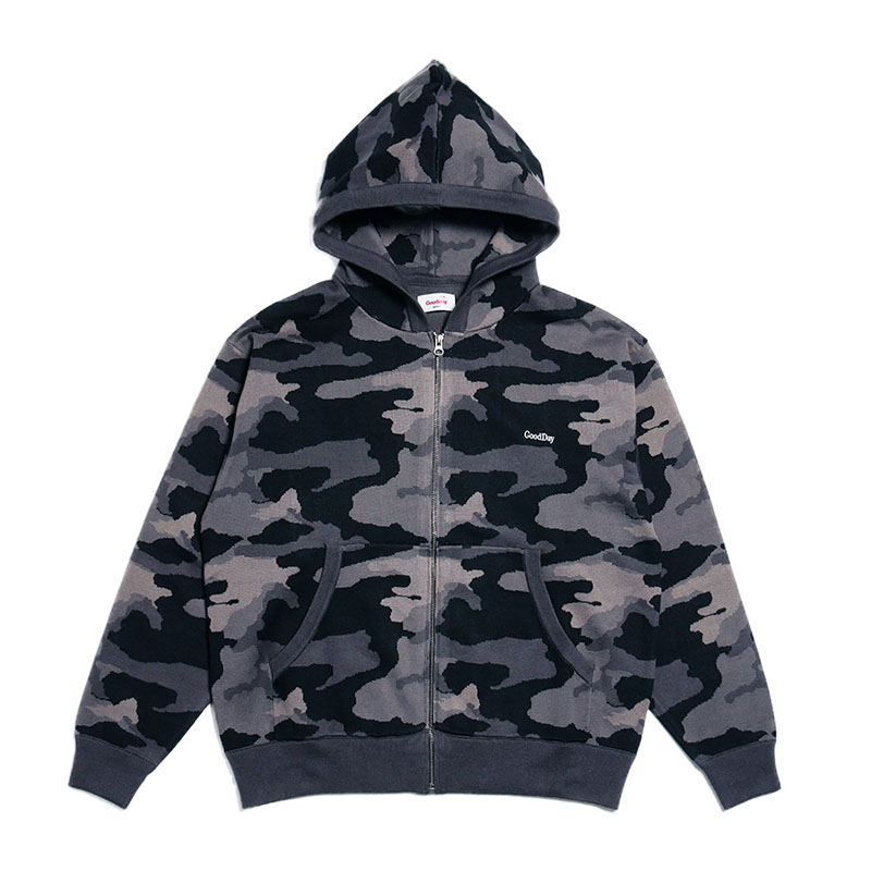 GOOD DAY(グッデイ)/ CAMO HOOD ZIP KNIT -3.COLOR-(GREY)