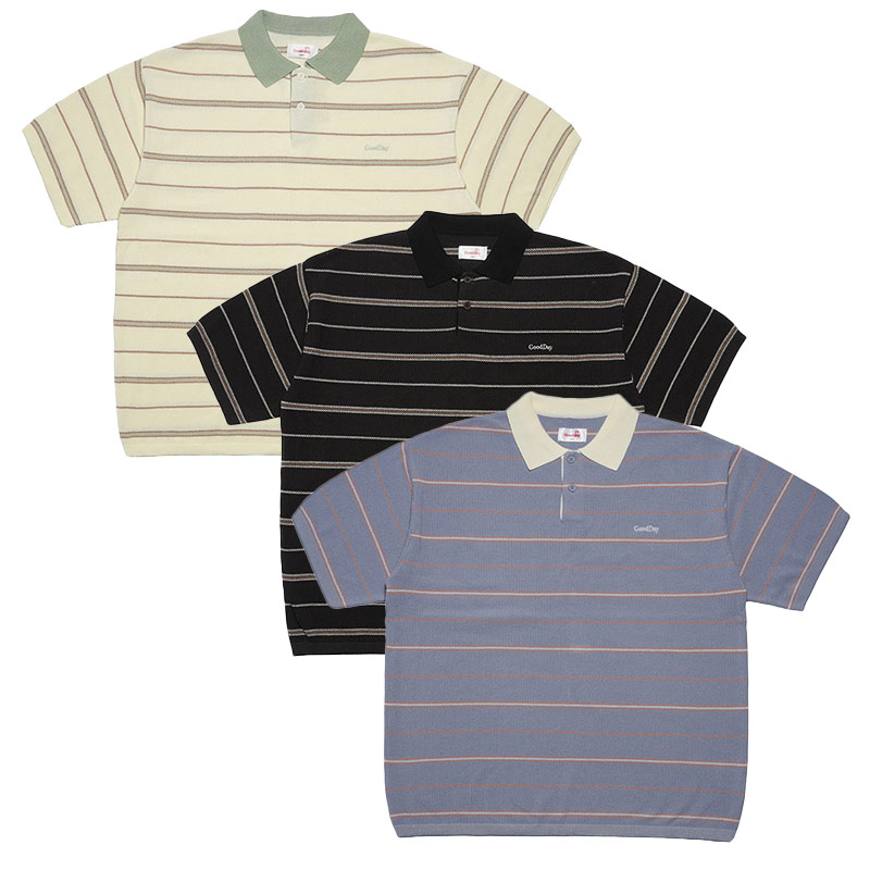 GOOD DAY(グッデイ)/ BORDER KNIT POLO -3COLOR-