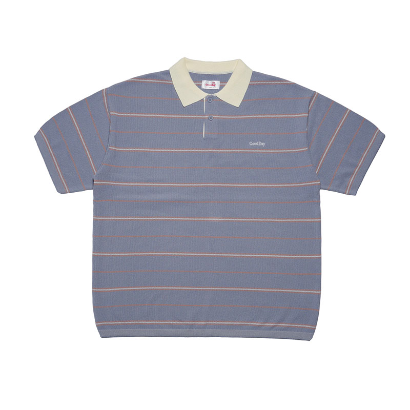 GOOD DAY(グッデイ)/ BORDER KNIT POLO -3COLOR-(BLUE)