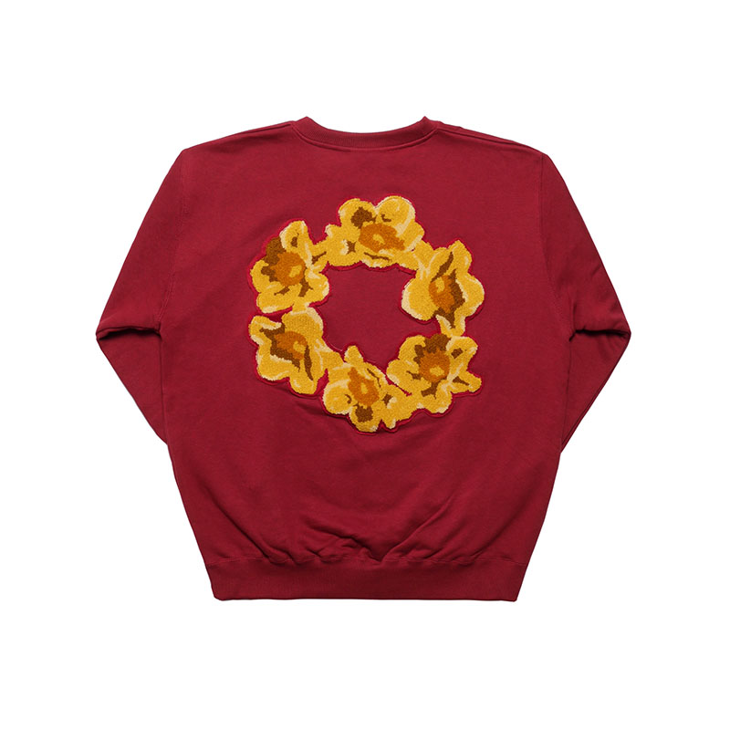 MONTLEY(モーレー)/ CIRCLE FLOWER PILE CREW SWEAT -3.COLOR-(BURGUNDY)