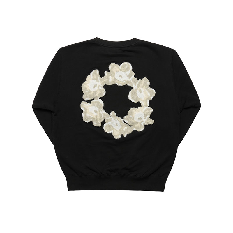 MONTLEY(モーレー)/ CIRCLE FLOWER PILE CREW SWEAT -3.COLOR-(BLACK)