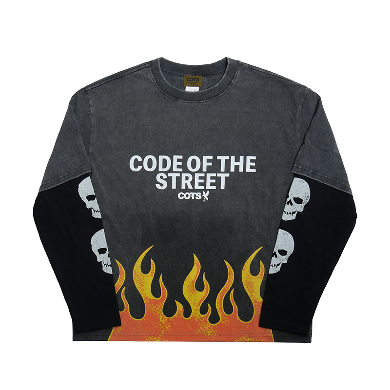 COTS(コッツ)/ LAYERD FLAME LS TEE -2.COLOR-(BLACK)