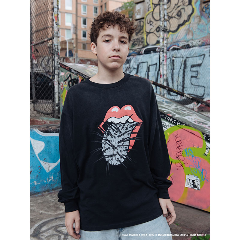 F-LAGSTUF-F(フラグスタフ)/ CACTUS TONGUE LS T-SHIRT(The Rolling Stones) -BLACK-