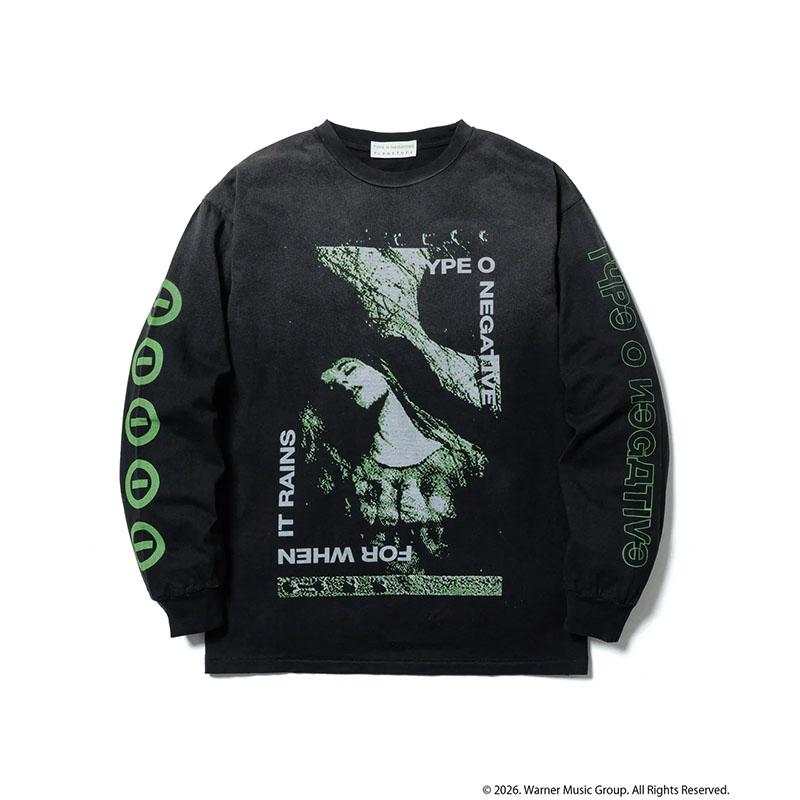 F-LAGSTUF-F(フラグスタフ)/ FOR WHEN IT RAINS L/S T-SHIRT(TYPE-O NEGATIVE) -BLACK-