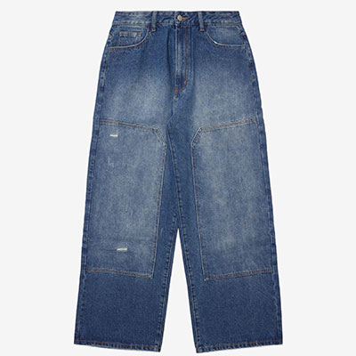SCRT(エスシーアールティー/スクリーンテスト)/ Wayfarer Double Knee Jeans -WASHED INDIGO-
