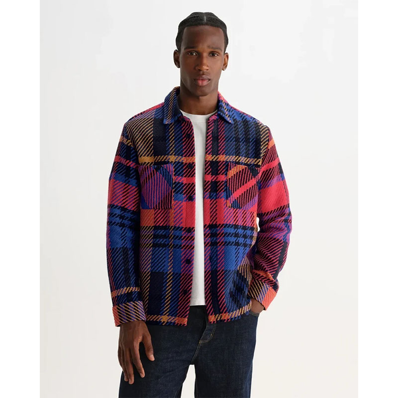 Wax London(ワックス ロンドン)/ Whiting Overshirt BOLD CHECK -PURPLE/RED-