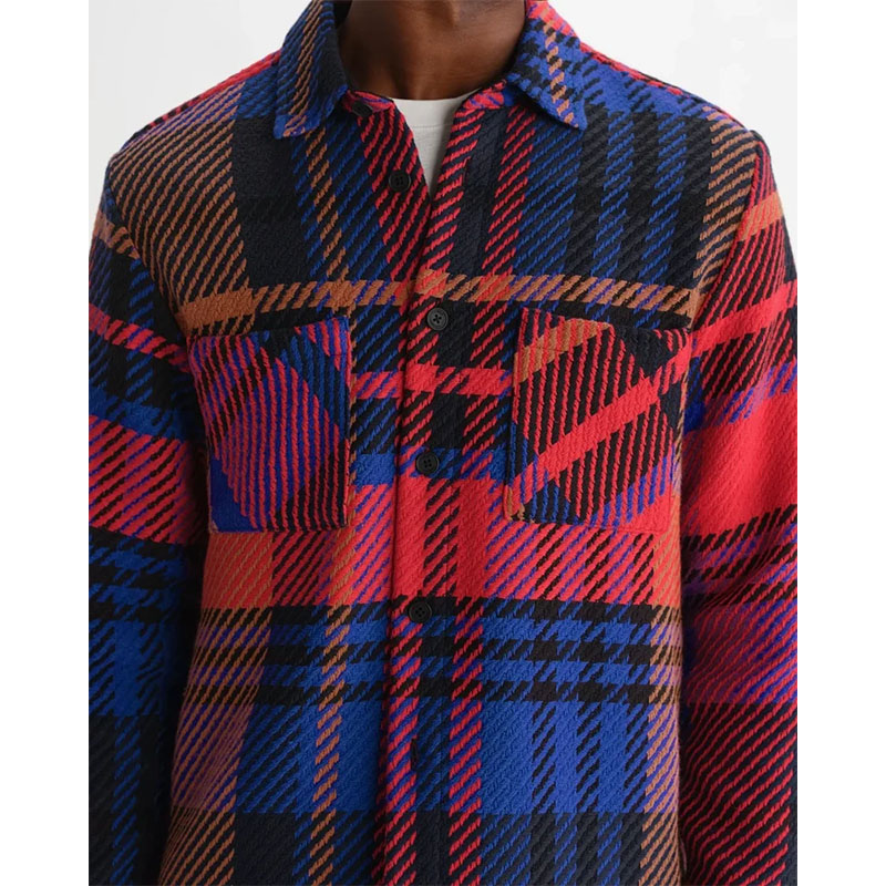 Wax London(ワックス ロンドン)/ Whiting Overshirt BOLD CHECK -PURPLE/RED-