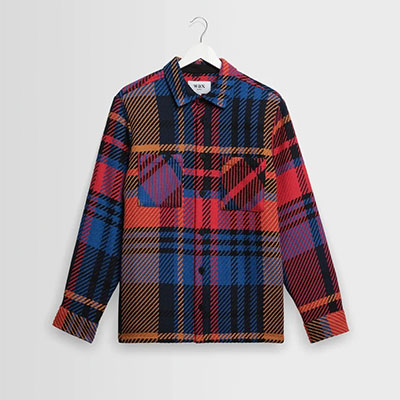 Wax London(ワックス ロンドン)/ Whiting Overshirt BOLD CHECK -PURPLE/RED-