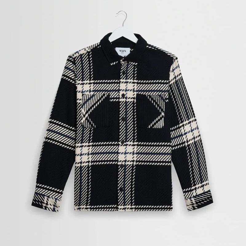 Wax London(ワックス ロンドン)/ Whiting Overshirt GRID CHECK -BLACK/ECRU-
