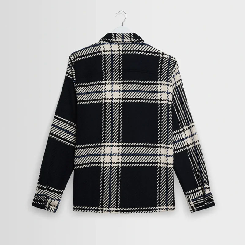 Wax London(ワックス ロンドン)/ Whiting Overshirt GRID CHECK -BLACK/ECRU-