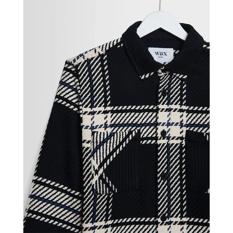 Wax London(ワックス ロンドン)/ Whiting Overshirt GRID CHECK -BLACK/ECRU-