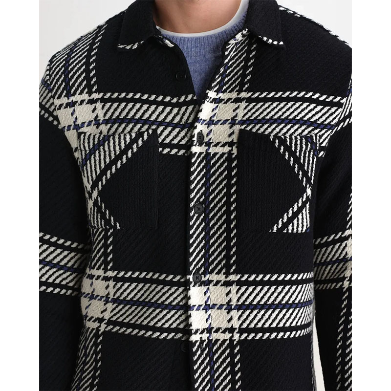Wax London(ワックス ロンドン)/ Whiting Overshirt GRID CHECK -BLACK/ECRU-