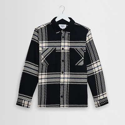 Wax London(ワックス ロンドン)/ Whiting Overshirt GRID CHECK -BLACK/ECRU-
