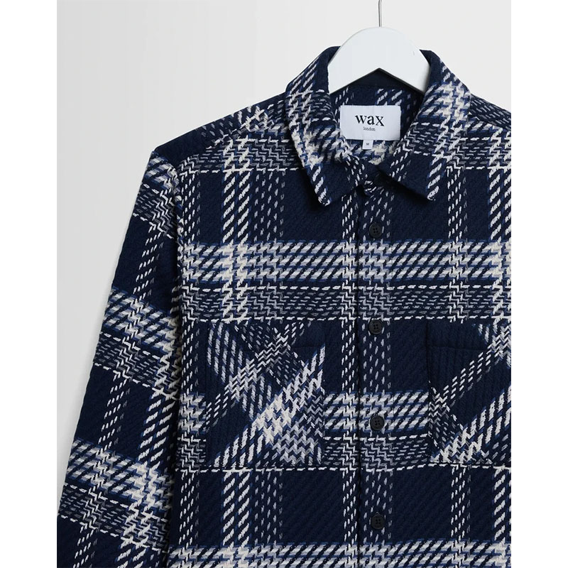 Wax London(ワックス ロンドン)/ Whiting Overshirt PLAID WEAVE -NAVY/ECRU-