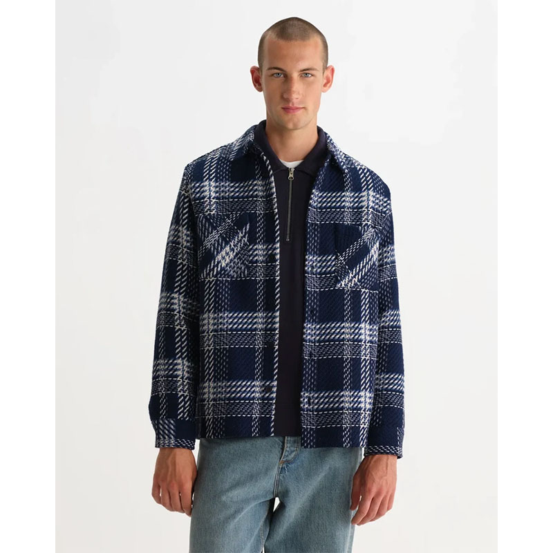 Wax London(ワックス ロンドン)/ Whiting Overshirt PLAID WEAVE -NAVY/ECRU-