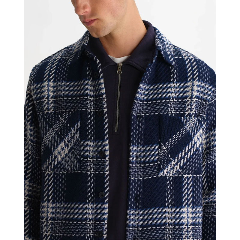 Wax London(ワックス ロンドン)/ Whiting Overshirt PLAID WEAVE -NAVY/ECRU-