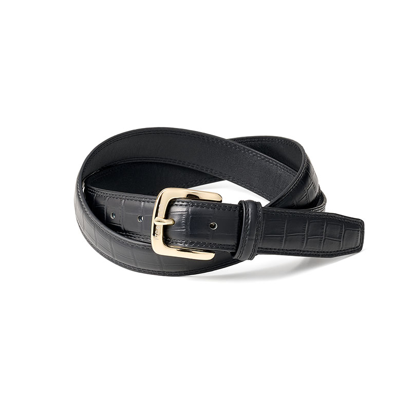 FTC(エフティーシー)/ CROC LEATHER BELT -BLACK-