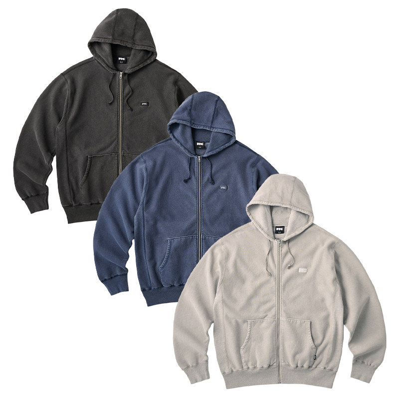FTC(エフティーシー)/ PIGMENT DYED BOX LOGO ZIP UP HOODY -3.COLOR-