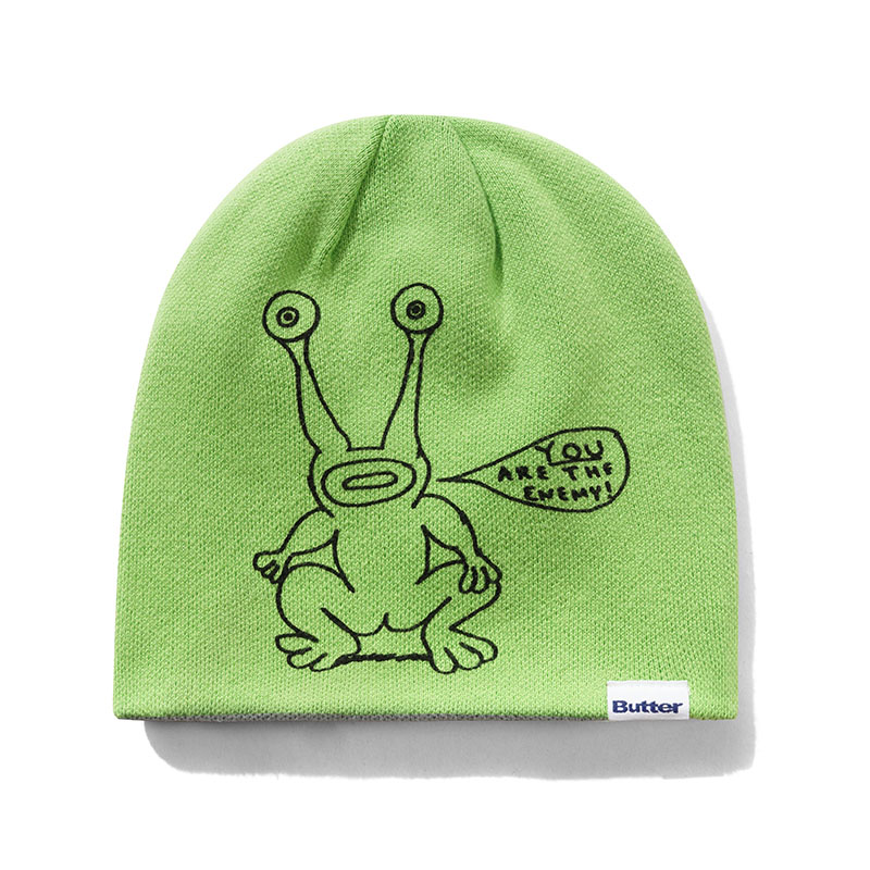 Butter Goods(バターグッズ)/ Frog Reversible Beanie -LIME/GREY-