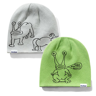 Butter Goods(バターグッズ)/ Frog Reversible Beanie -LIME/GREY-