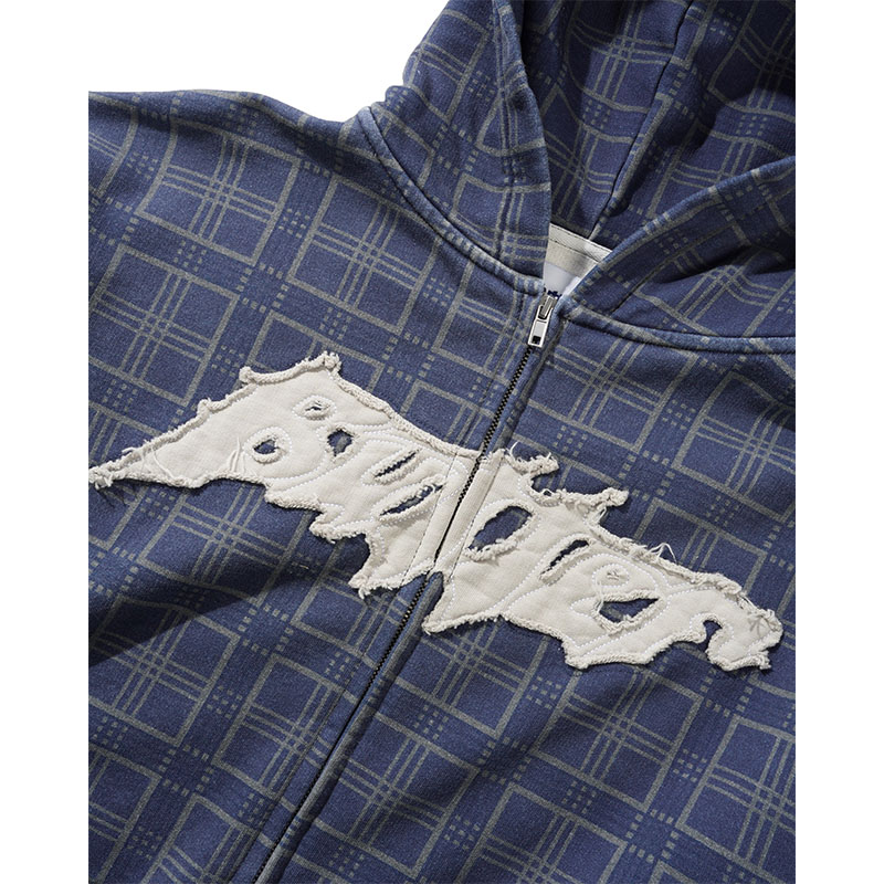 Butter Goods(バターグッズ)/ Amplify Zip-Thru Hood -WASHED NAVY PLAID-
