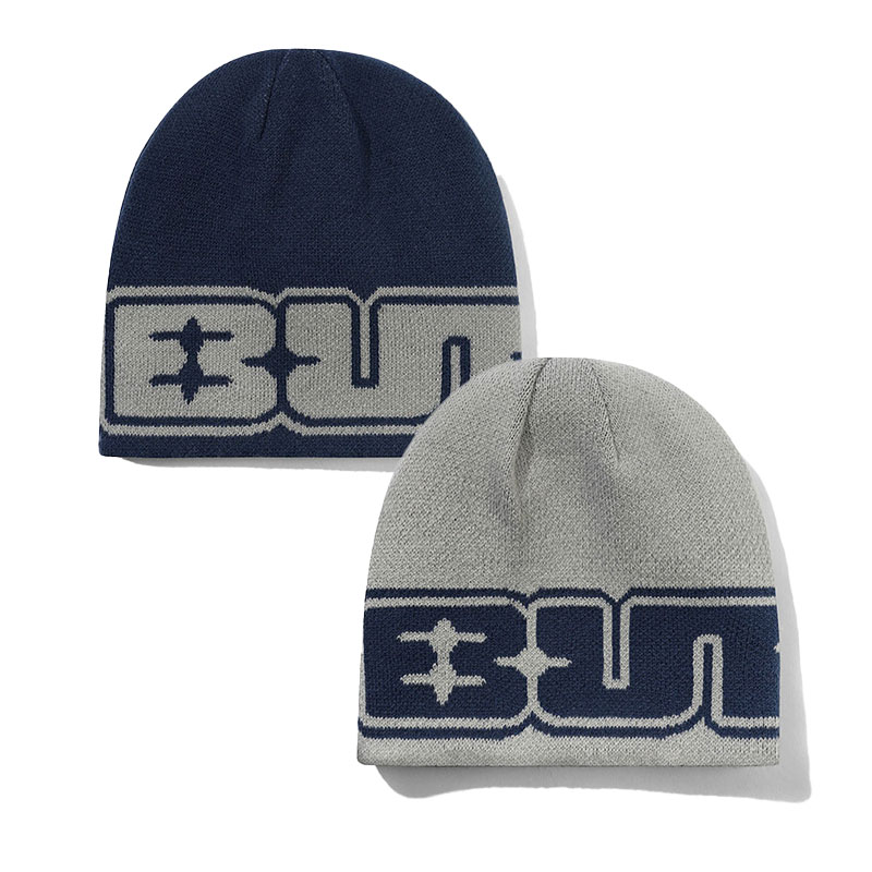 Butter Goods(バターグッズ)/ Glint Reversible Skully Beanie -NAVY/GREY-