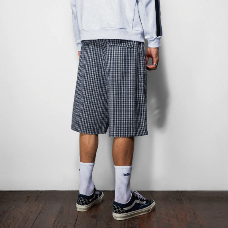 Butter Goods(バターグッズ)/ Pleated Shorts -NAVY PLAID-