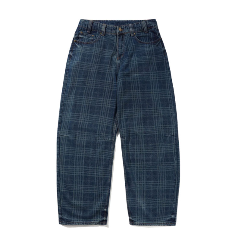 Butter Goods(バターグッズ)/ Burn Wide Cut Denim Jeans -Dark Indigo Plaid-