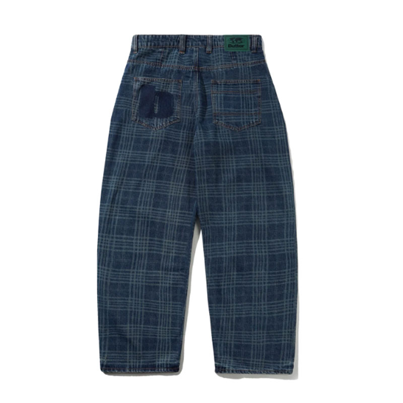 Butter Goods(バターグッズ)/ Burn Wide Cut Denim Jeans -Dark Indigo Plaid-