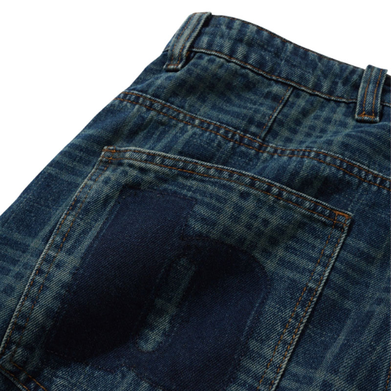 Butter Goods(バターグッズ)/ Burn Wide Cut Denim Jeans -Dark Indigo Plaid-