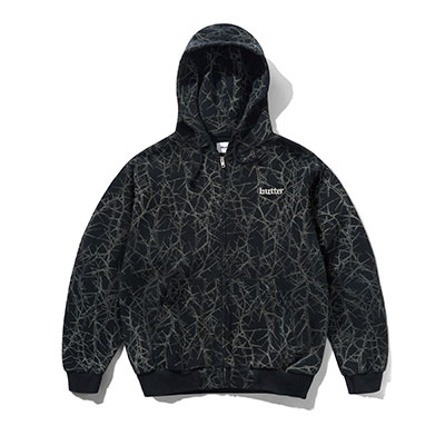 Butter Goods(バターグッズ)/ Thorn Camo Waffle Zip-Thru Hood -BLACK-