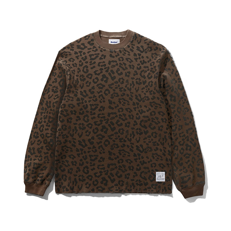 Butter Goods(バターグッズ)/ Waffle L/S Top -LEOPARD-