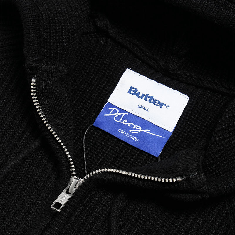 BUTTERGOODS(バターグッズ)/ Dougie Knit Zip-Thru Hood -BLACK-