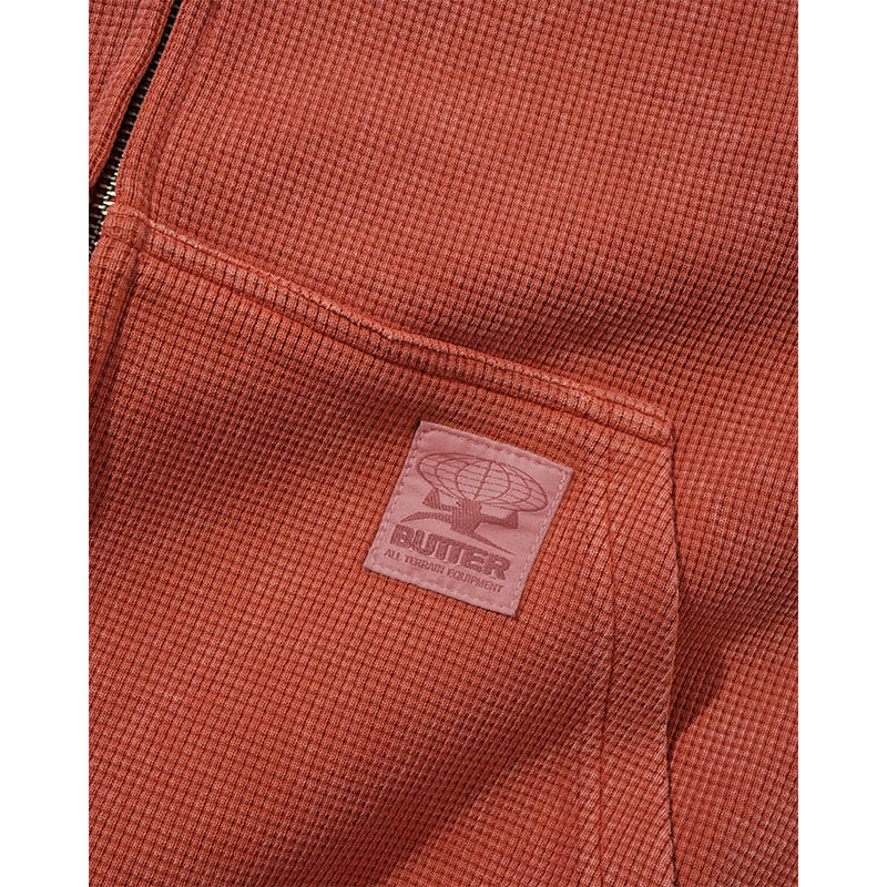 BUTTERGOODS(バターグッズ)/ Bleach Waffle Zip-Thru Hood -WASHED RUST-