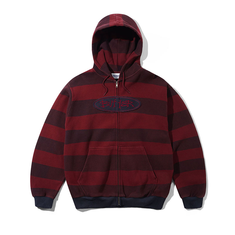 BUTTERGOODS(バターグッズ)/ Tide Waffle Zip-Thru Hood -RED STRIPE-