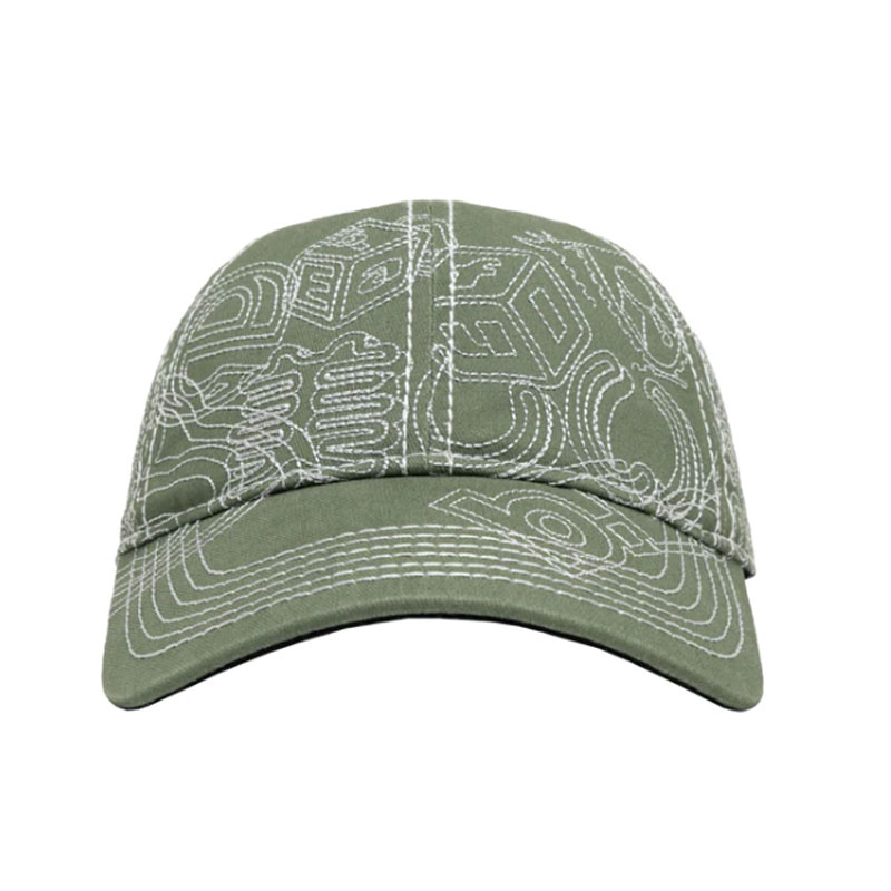 b.Eautiful(ビューティフル)/ Stitch Mania 6 Panel Hat -Off-Moss / Silver-
