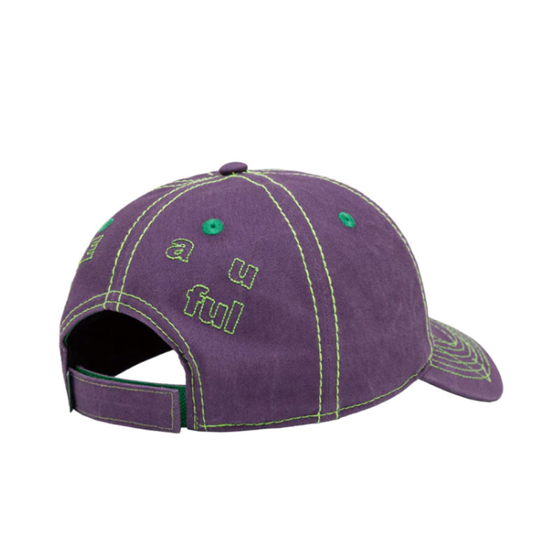 b.Eautiful(ビューティフル)/ Vapor 6 Panel Hat -Washed Purple / Lime-