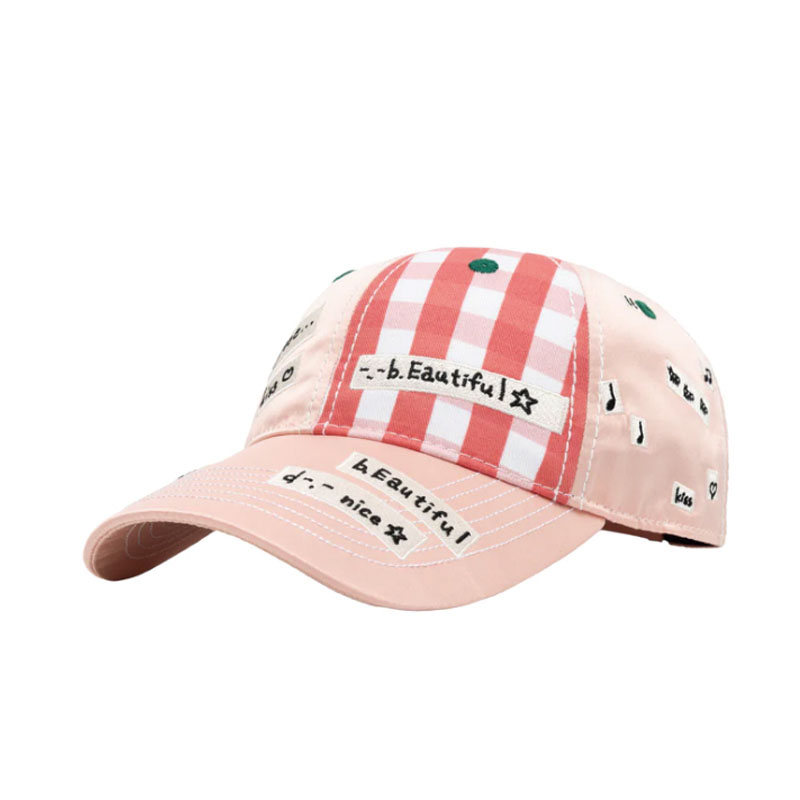 b.Eautiful(ビューティフル)/ b.Eautiful x Shoma Mitani Kiss ＜3 Low Profile Hat -Pink Satin / Red Checker-