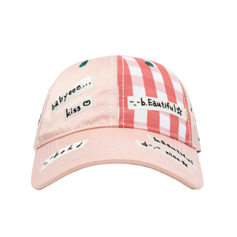 b.Eautiful(ビューティフル)/ b.Eautiful x Shoma Mitani Kiss ＜3 Low Profile Hat -Pink Satin / Red Checker-