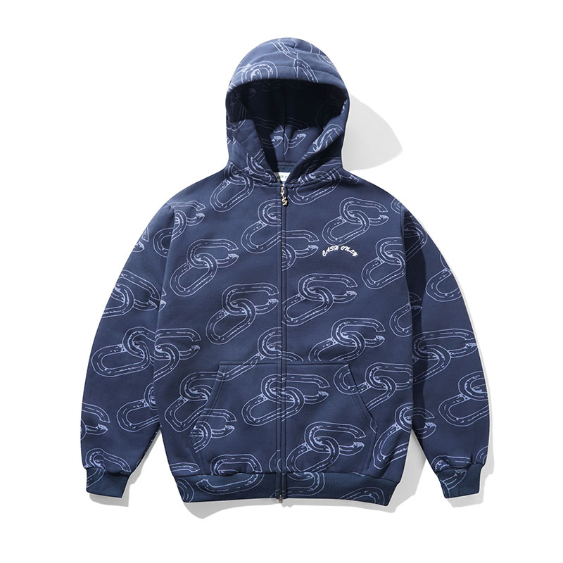 CASH ONLY(キャッシュオンリー)/ Chain Zip-Thru Hood -NAVY-