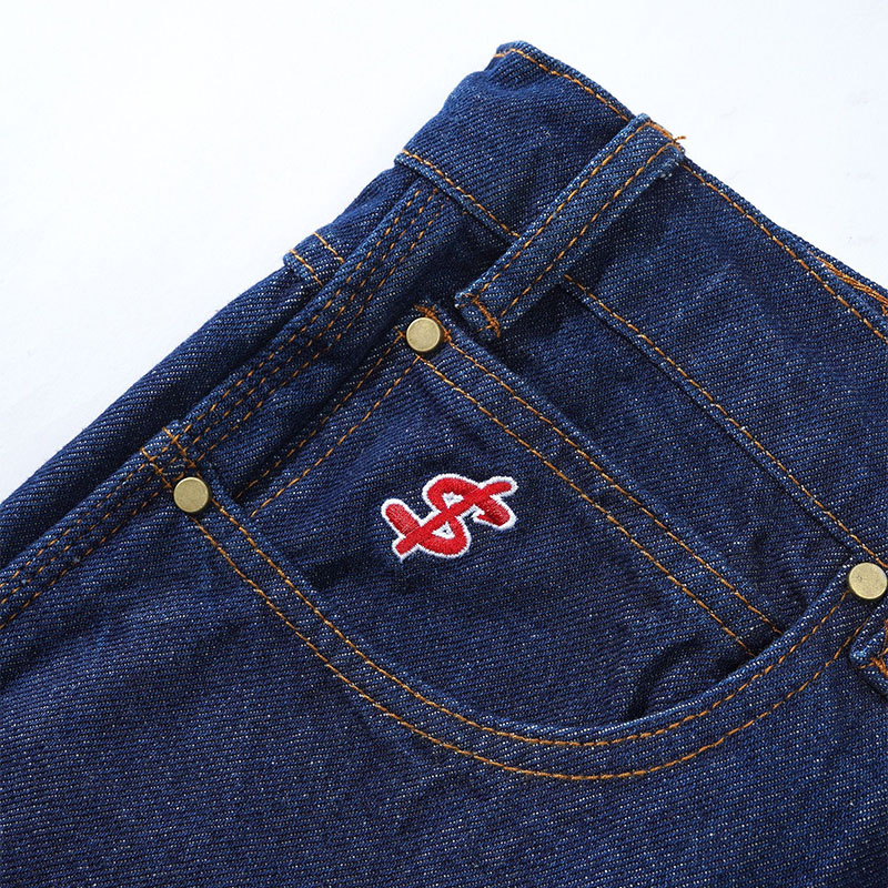 CASH ONLY(キャッシュオンリー)/ Logo Baggy Denim Jeans -RAW INDIGO-