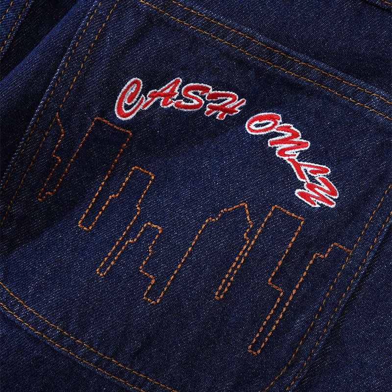CASH ONLY(キャッシュオンリー)/ Logo Baggy Denim Jeans -RAW INDIGO-