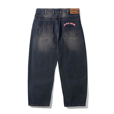 CASH ONLY(キャッシュオンリー)/ Logo Baggy Denim Jeans -DARK NAVY WASH-