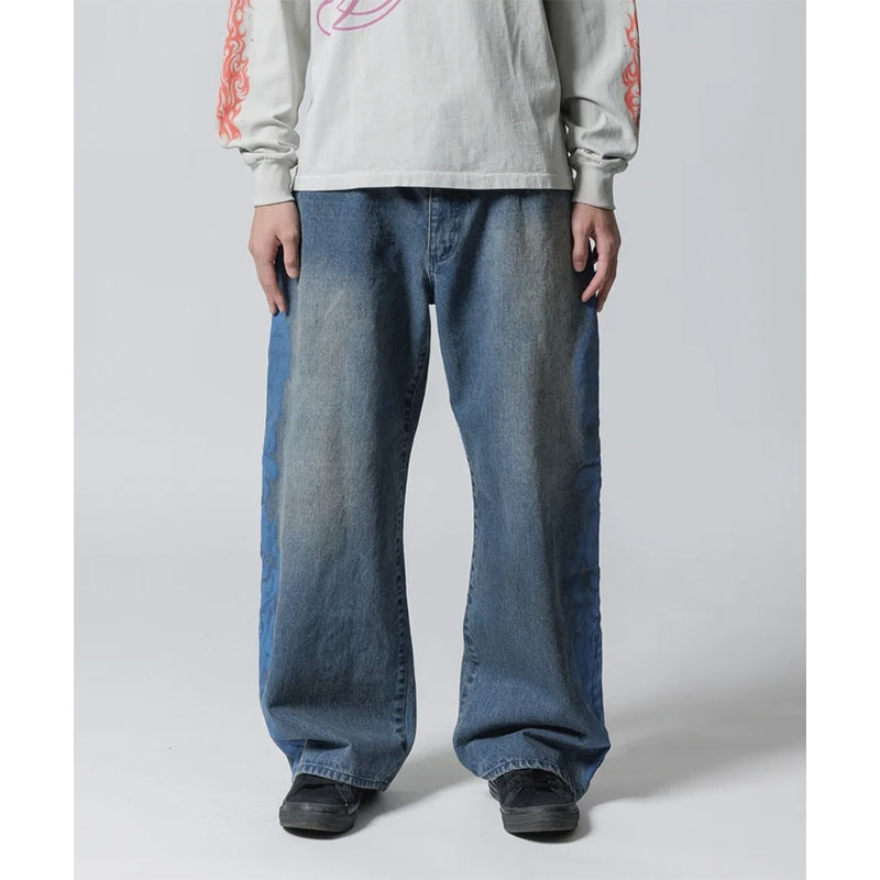 F-LAGSTUF-F(フラグスタフ)/ 5POCKET TRIBAL FIRE DENIM BAGGY TROUSER -INDIGO-